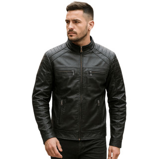 Jaqueta de Couro Slim Masculina Estilo Urbano Elegante, Casual Moderna e Confortável