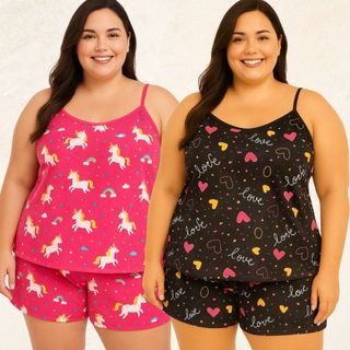 KIT 02 BABY DOLL PLUS SIZE 1XL VESTE 48/50 ( ESTAMPAS SORTIDAS )