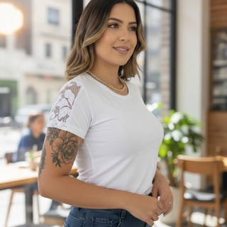 Blusa Feminina Detalhe de Renda em Oferta na Shopee