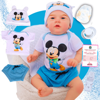 Bebê Reborn Boneco Menino Realista Mickey Original Corpinho em Silicone em Oferta na Shopee