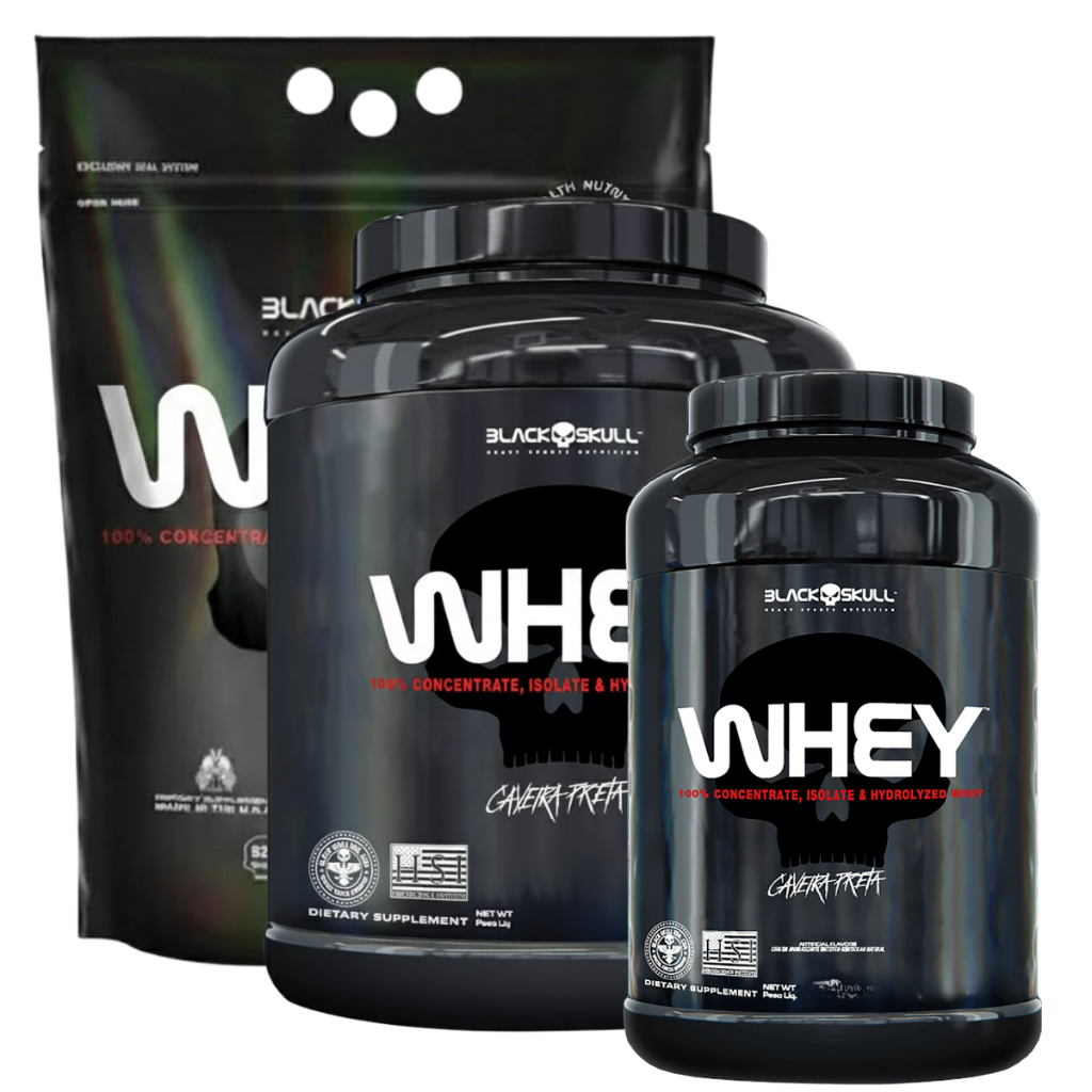 Whey Protein 3.6kg 2kg 1kg Whey isolado + Whey Concentrado + Whey Hidrolisado Black Skull