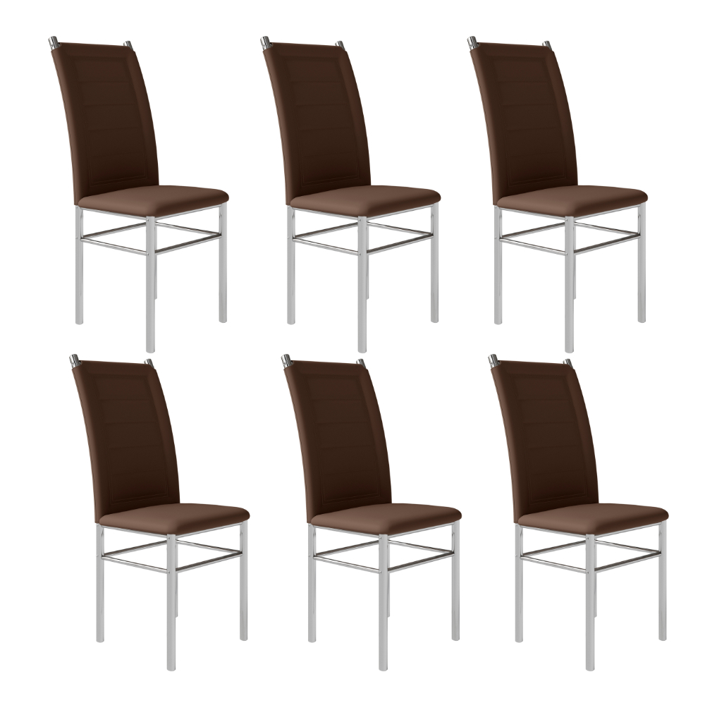 Kit Conjunto 6 Cadeiras Sala Jantar Mesa Cozinha Estofada Cromada Alumínio Avulsa Resistente Moderna