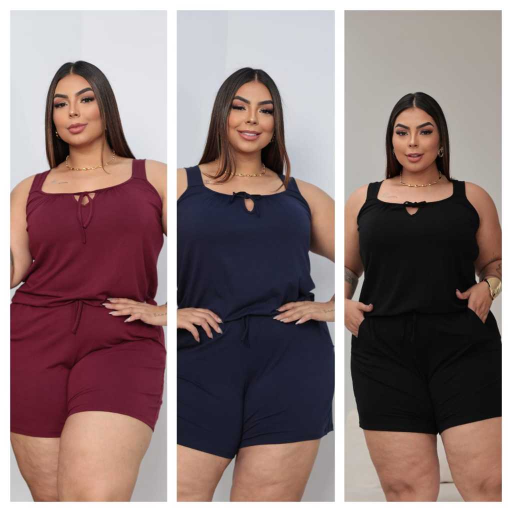 Macaquinho Regata Short Verão Tecido Viscolycra Moda Casual Moda 2026