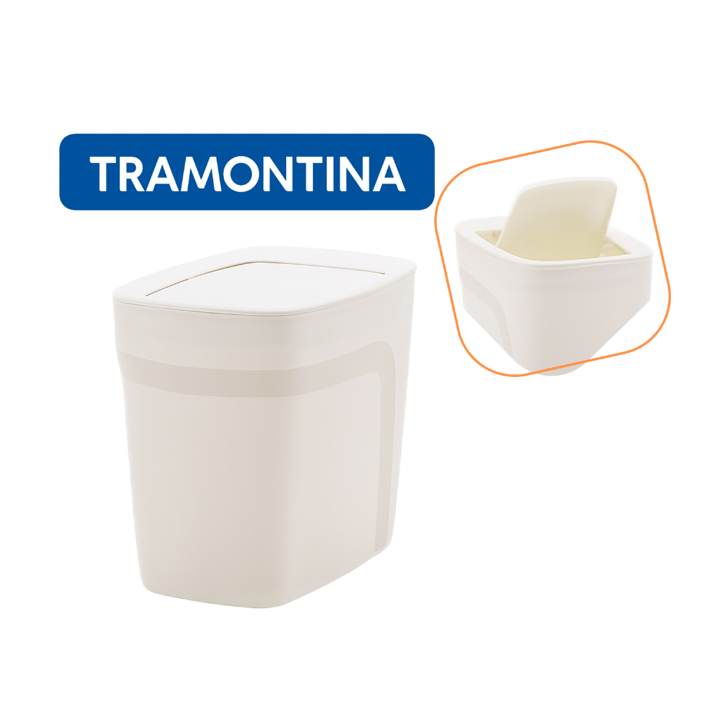 Lixeira Plástica Com Tampa Basculante Polipropileno 6,5 Litros Tramontina