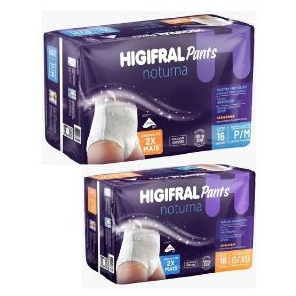 1 Fralda Adulto Pants Noturna p/m ou g/xg com 16 Unidades Higifral