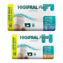 1 Fralda Descartável Adulto Higifral Pants Comfort P/M ou G/XG 16 Unidades