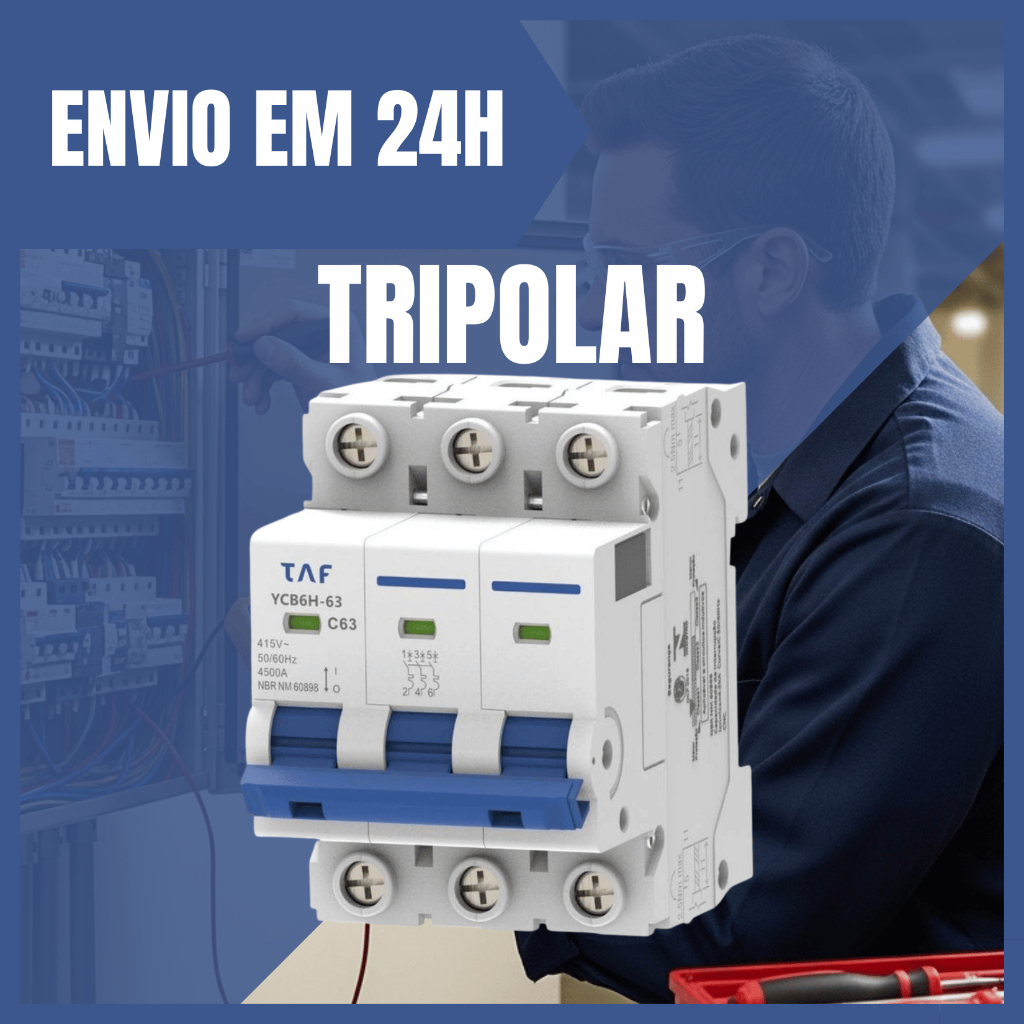 Disjuntor Tripolar TAF de 10A,16A,20A,25A,32A,40A,50A,63A Uso Profissional