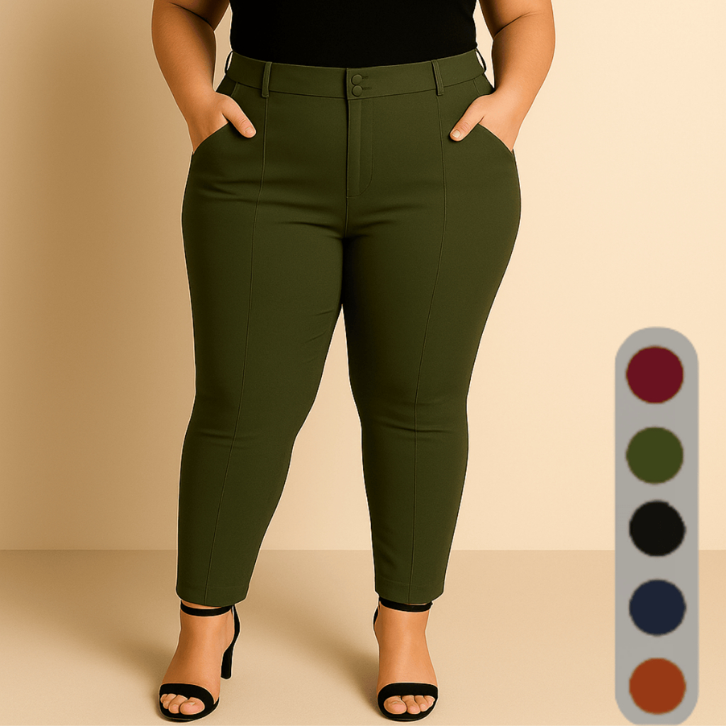 Calça Social Plus Size Feminina Com 2 Botões Cintura Alta Alfaiataria Tecido Bengaline 42 ao 52 em Oferta na Shopee