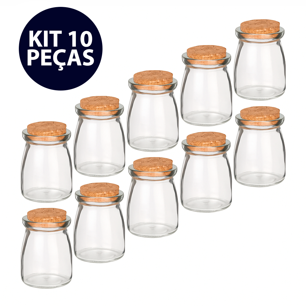 Kit Organizador de Tempero - 10 potes Vidro tampa Rolha - Vidro Decoração Velas 100ml em Oferta na Shopee