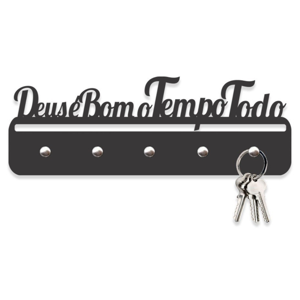 Porta Chaves Deus é Bom em MDF vazado de 3mm Preto Fosco em Oferta na Shopee