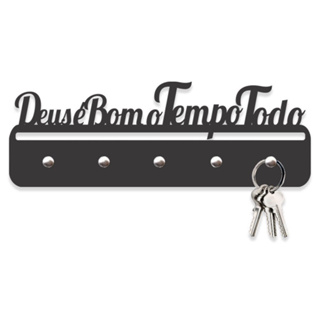 Porta Chaves Deus é Bom em MDF vazado de 3mm Preto Fosco em Oferta na Shopee