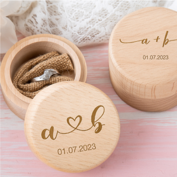 Porta Aliança madeira pinus redondo - Personalizado - Casamento - Noivado em Oferta na Shopee