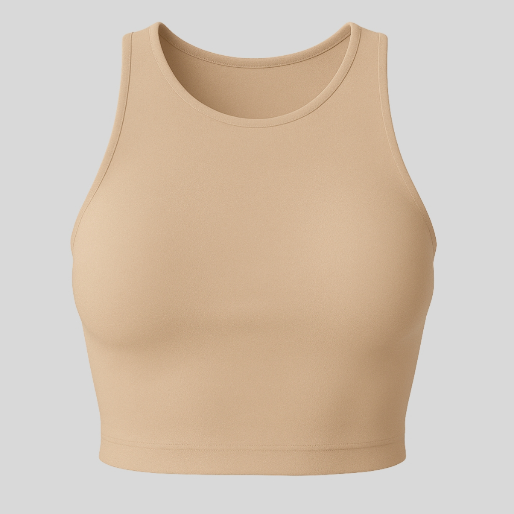 Cropped Top Feminino Regata Básico Academia Suplex Premium Duplo Zero Transparência Alta Sustentação Confortável