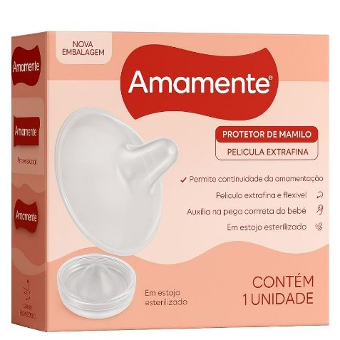 Protetor De Mamilo Amamente Silicone Caixa C/1 Unidade