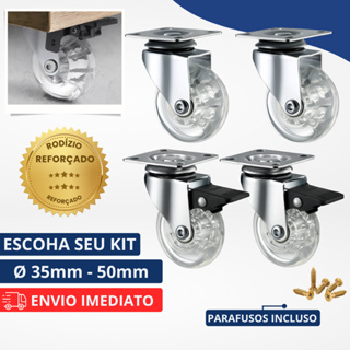 Kit 4 Rodizio Giratório Gel Rodinha Silicone 2 Com Trava 2 Sem Trava 35mm 50mm em Oferta na Shopee