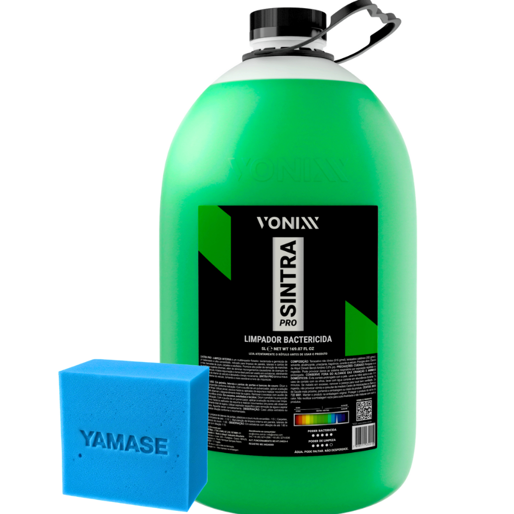Sintra Pro 5L Vonixx Limpador Multiação para Interiores Bactericida + Aplicador de Espuma Yamase em Oferta na Shopee