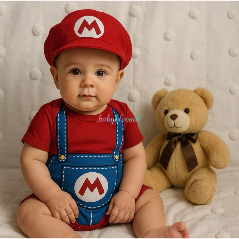 Body Bebe Fantasia Completa Mario Bros com Touca e Body para Bebê Conjunto Tema Personagens + BRlNDE em Oferta na Shopee