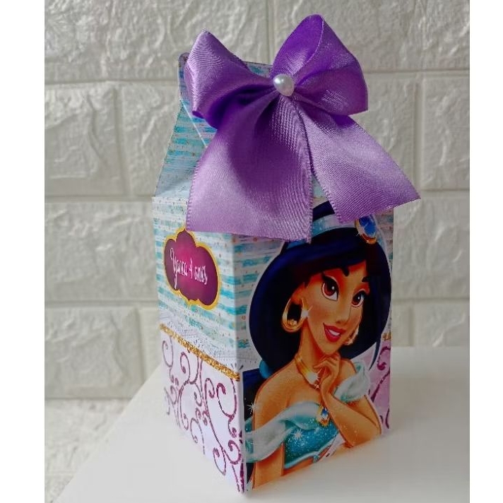 Kit 10un Caixa Milk Personalizada Tema Princesa Jasmine ( PEGUE E MONTE ) Lembrancinha festa infantil mimos aniversário