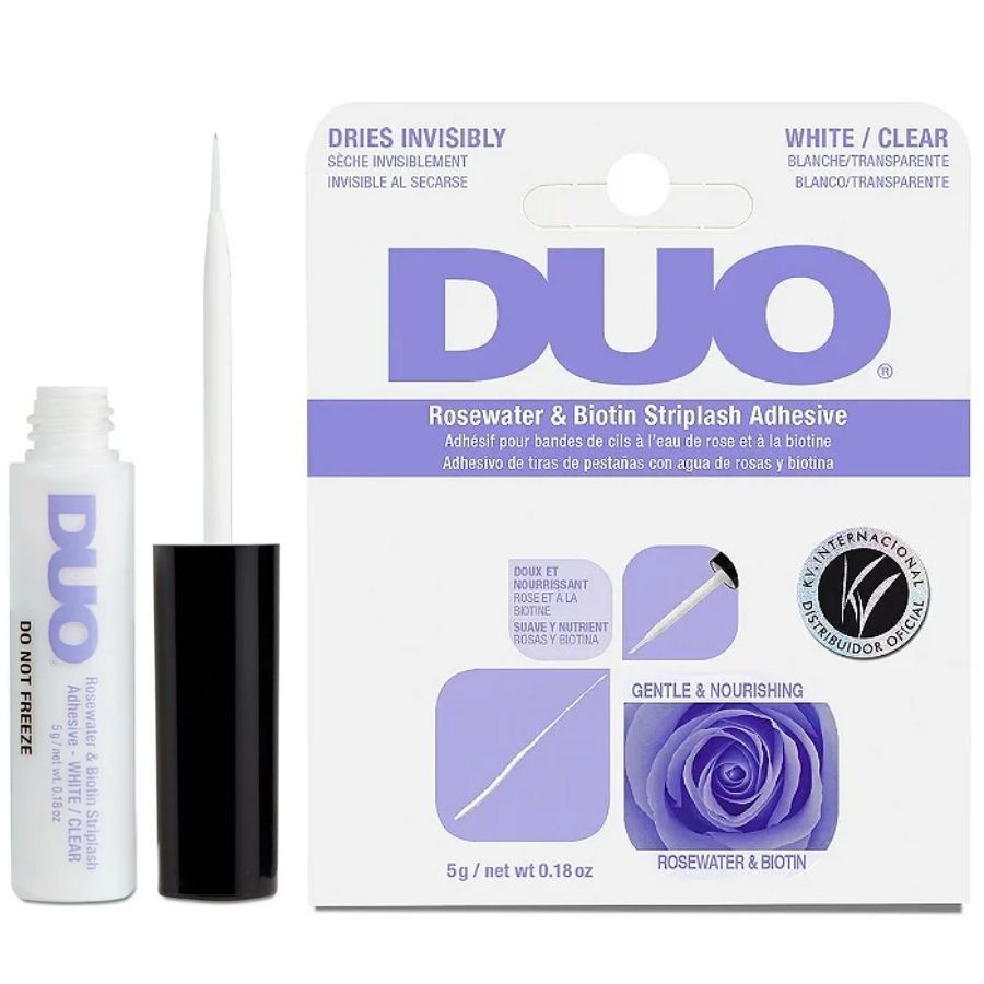 Cola Transparente para Cílios Postiços com Água de Rosas e Biotina 5g - DUO