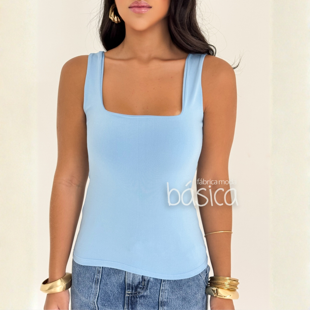 Blusa Regata Feminina Decote Quadrado Elegante Suplex Premium Segunda Pele em Oferta na Shopee