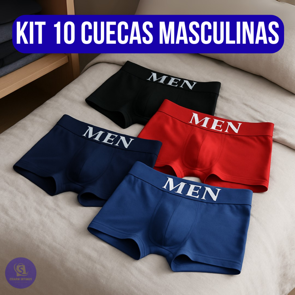 Kit 10 Cuecas Boxer Masculina Adulto de Microfibra