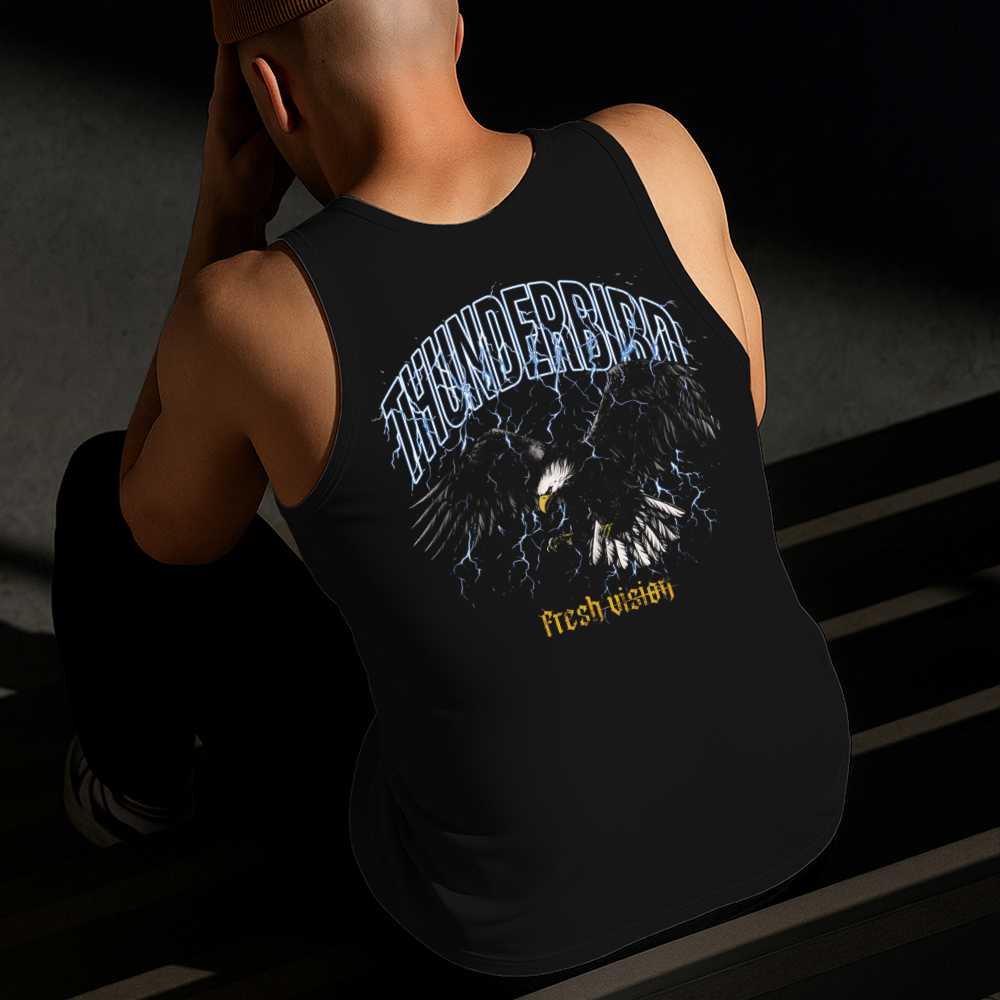 Camiseta Regata Masculina Estampada Falcão com Trovão Algodão Estilo Conforto Diário Do Tamanho P GG
