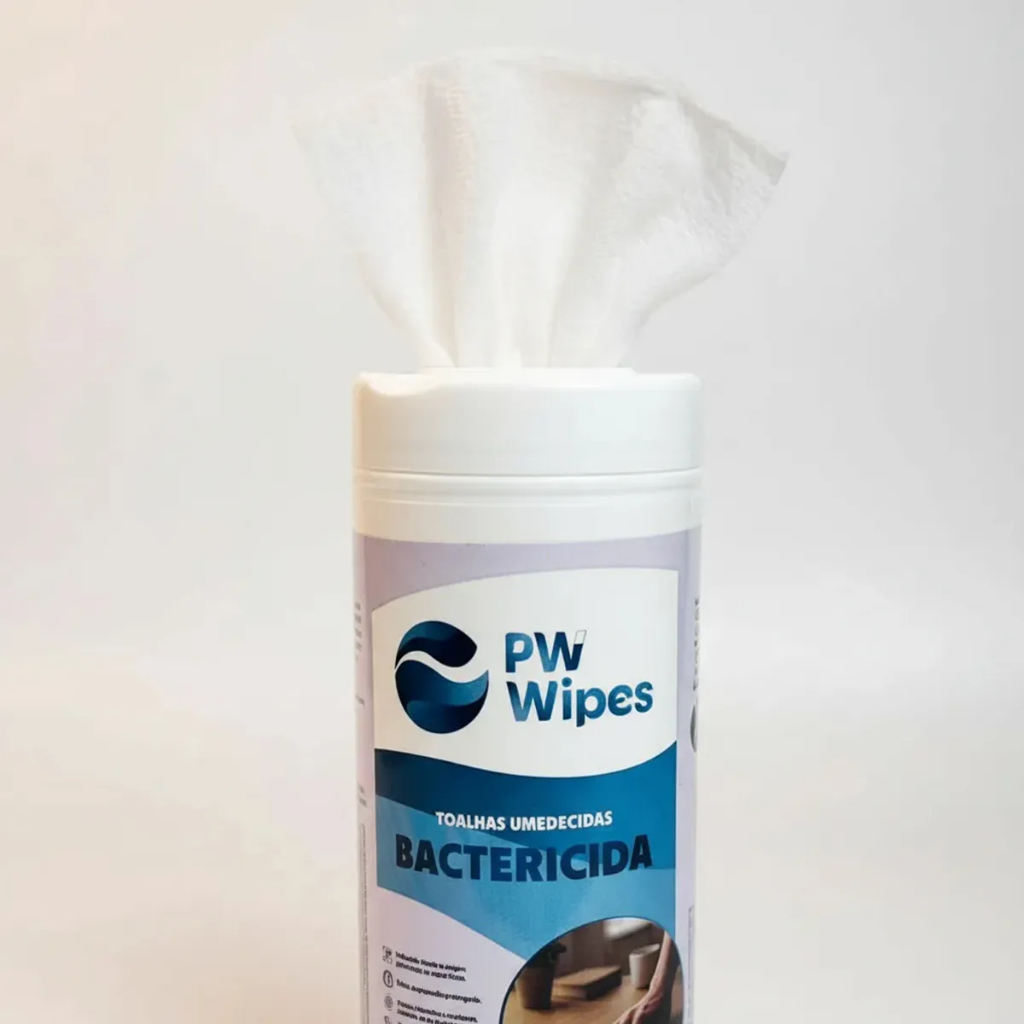 Detalhes do Toalhas Umedecidas Bactericida  Com 40 lenços Limpeza Multiuso - PW Wipes