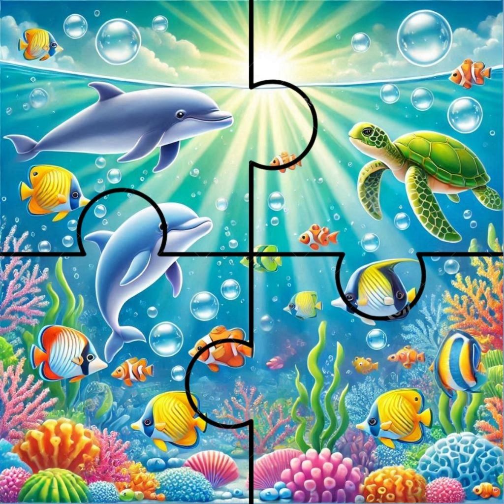 Kit 10 Quebra Cabeça em Mdf 4 Peças Safari Passaros Mar Jogo Pedagógico Infantil Lúdico Educativo