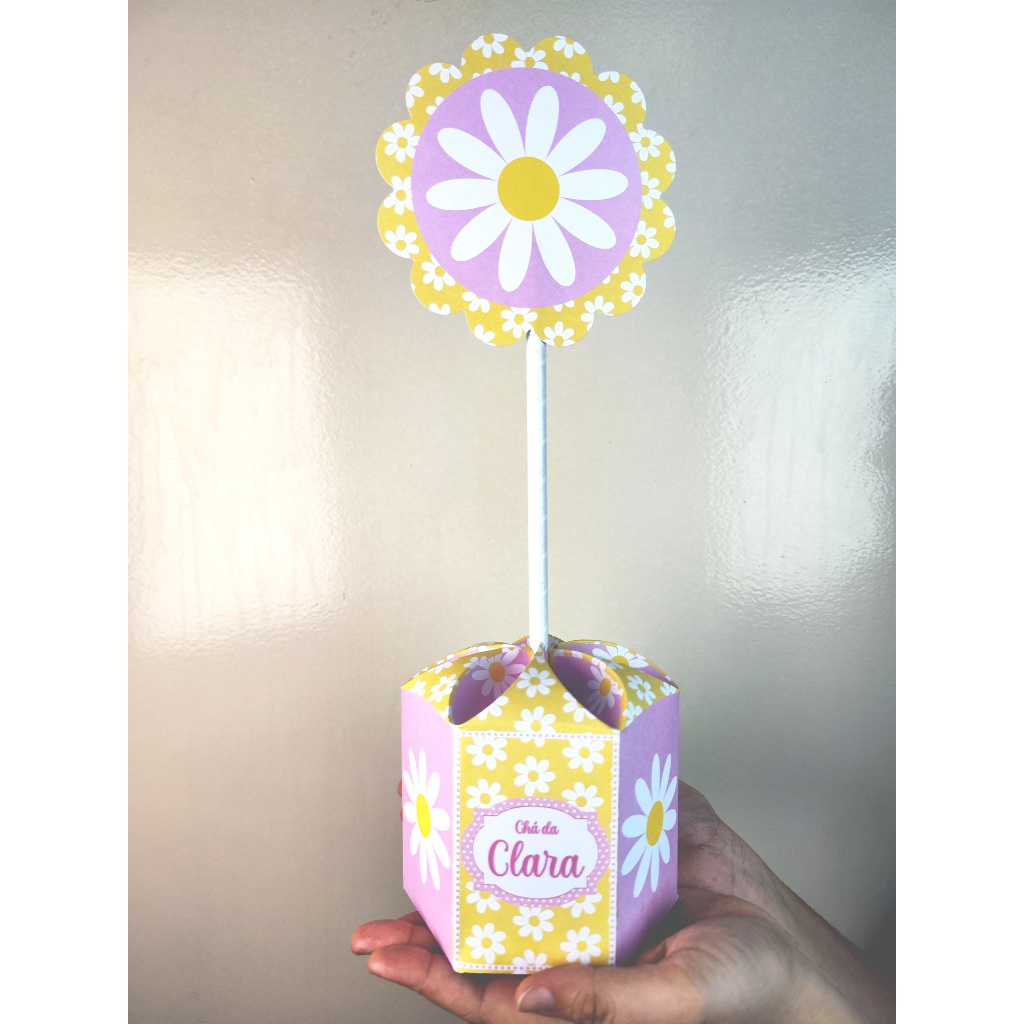 Kit 10 Unidades Centro de Mesa Chá de Bebê Festa Margaridas Rosa Tamanho Grande em Oferta na Shopee