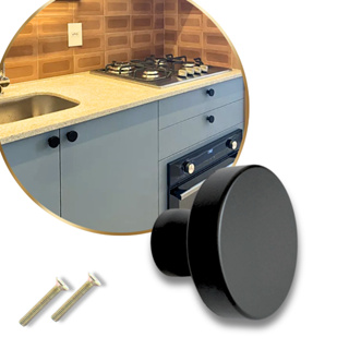 Kit 4 Puxadores Preto Fosco para Quarto | Ponto Redondo, Botão Redondo para Armário e Gavetas em Oferta na Shopee
