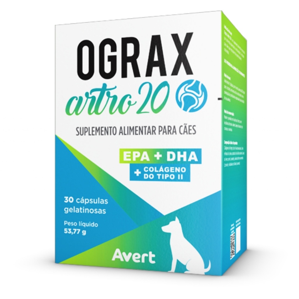 OGRAX® Artro 20 | Avert 30 Capsulas - Suplemento Omega para Cães