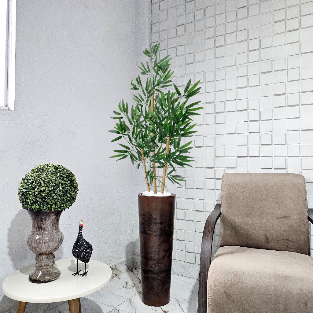 Bambu Artificial 160cm Vaso Grafiato Marmore Pedra Decoração em Oferta na Shopee
