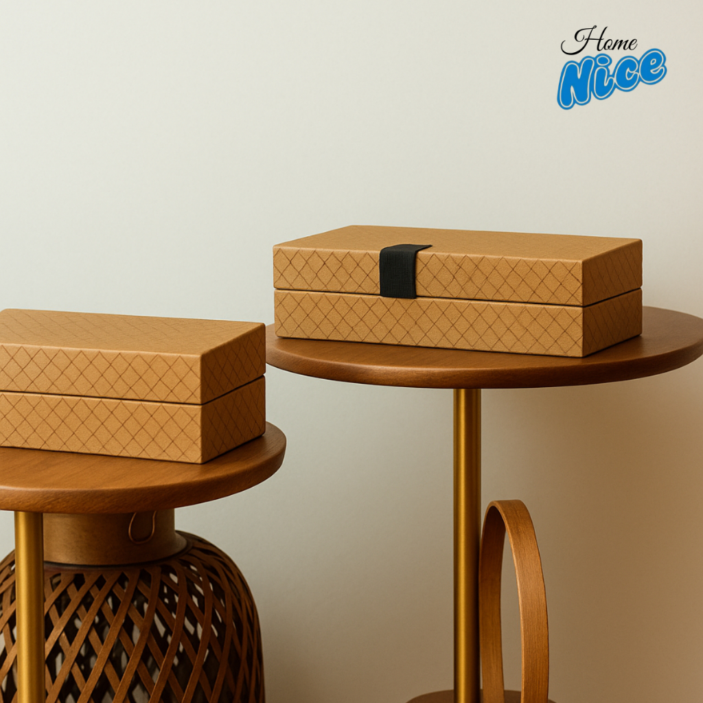 Caixa Decorativa Texturizada Nude Baú Porta Treco e Objetos Enfeite de Mesa Rack Paramout