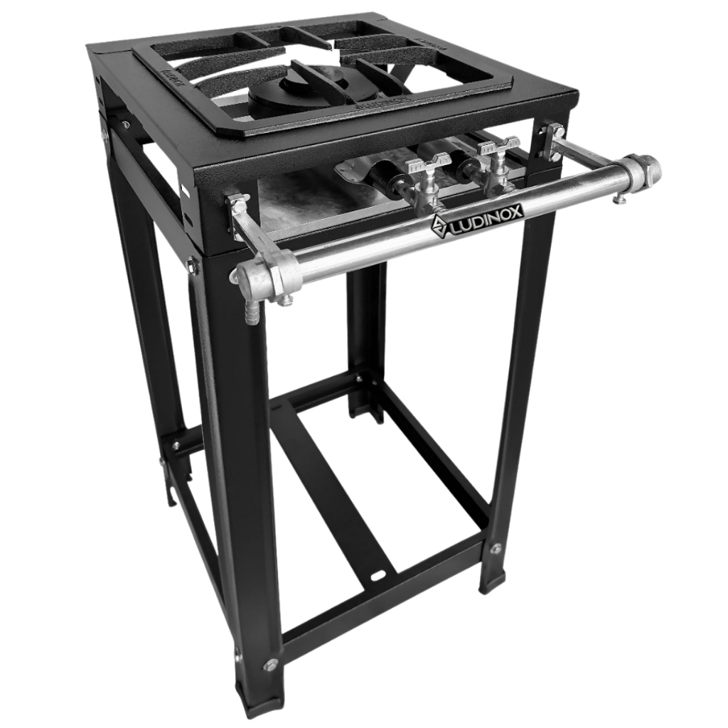 Fogão Industrial A Gás Baixa Pressão 1 Boca Grelha 30x30 Ferro Fundido Fogareiro Camping com Pés
