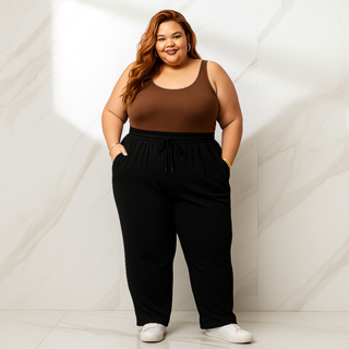 Calça Feminina Plus Size Viscolycra Reta Gestante Pijama Pilates G1 G2 G3 G4 Feminino com Lycra em Oferta na Shopee