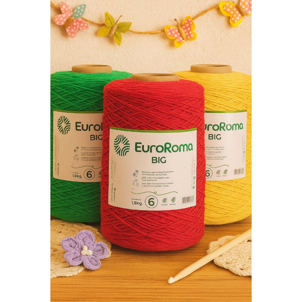 Barbante EuroRoma Big 1,8kg Nº6 Fio para Crochê e Tricô - BARBANTE PARA CROCHÊ - FIO DE CROCHÊ