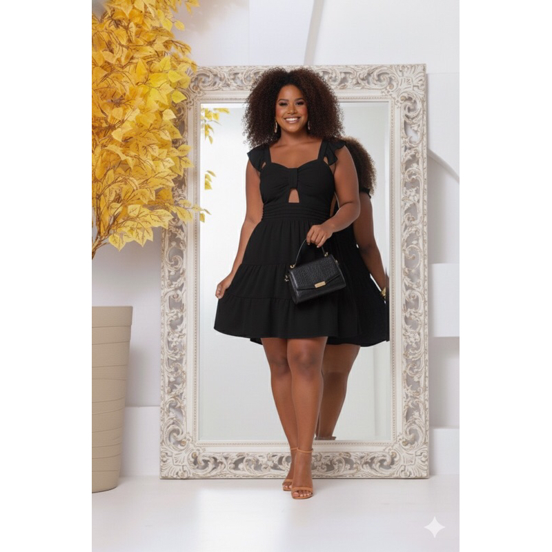 Vestido curto Feminino Com bojo  elegante  conortavel tres marias tecido duna Nao amaça