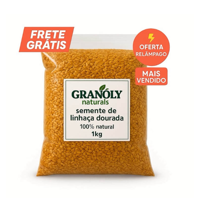 Semente de Linhaça Dourada 1kg – 100% Pura, Rica em Ômega-3 e Fibras, Sem Glúten, Vegana, Low Carb em Oferta na Shopee