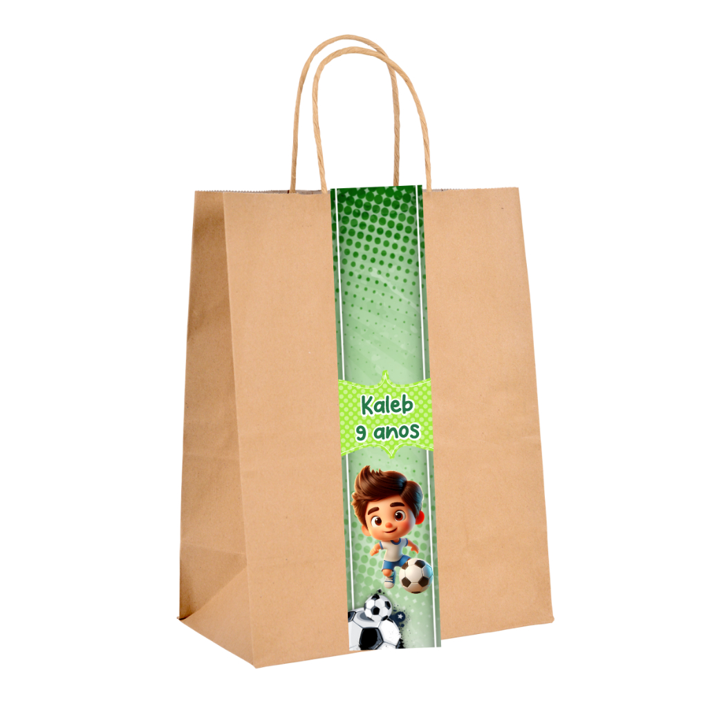 ADESIVO PERSONALIZADO PARA SACOLINHAS KRAFT  LEMBRANCINHAS FESTA FUTEBOL