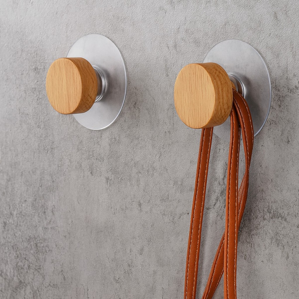 2x Ganchos Cabide Sem Furos Rústico em Madeira 3cm em Oferta na Shopee