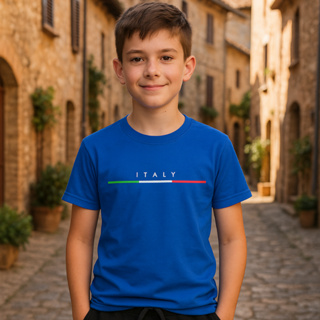 Camiseta Casual 100% Algodão para Meninos Itália Infantil Juvenil Manga Curta Gola Redonda 06 ao 16 em Oferta na Shopee