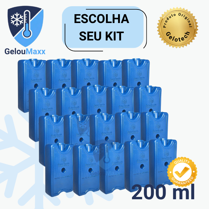 Kit Gelo em Gel Reutilizável Artificial Rígido 200ml - Original Gelotech p/ Bolsa Térmica Cooler em Oferta na Shopee