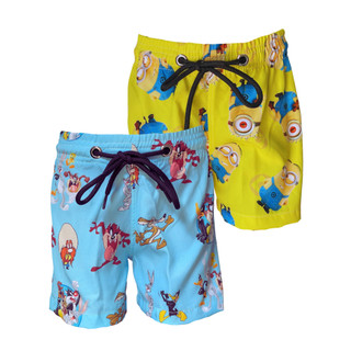 short infantil unisex personagem Premium estampado de banho moda praia bermuda tactel elastano
