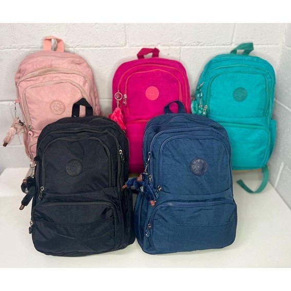 Mochila Grande Casual Escolar Feminina Masculina Nylon Tactel com chaveiro