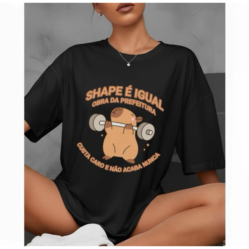 Blusa Feminina Academia Lançamento Shape é Igual Obra de Prefeitura Estampa Divertida Estilosa em Oferta na Shopee