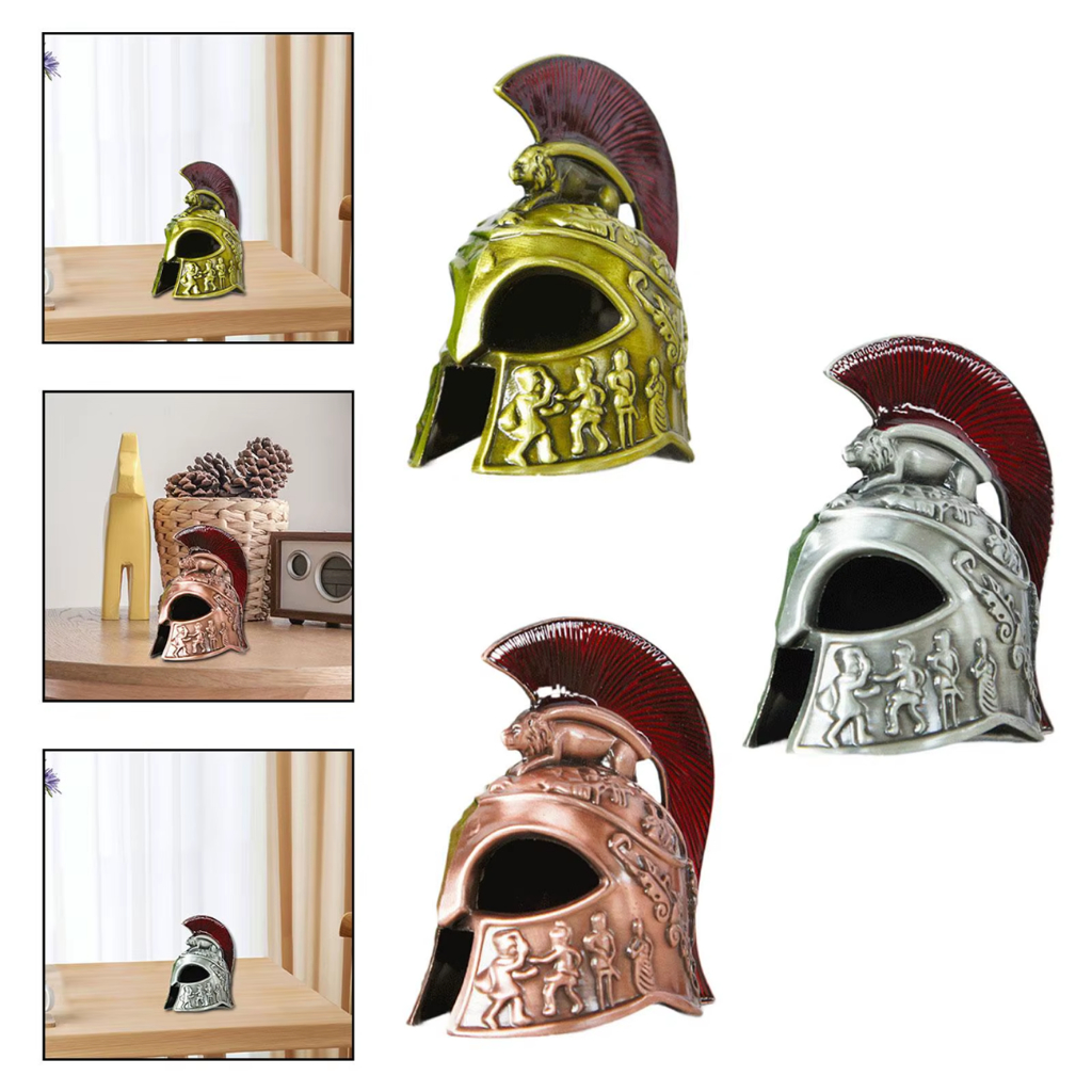 Miniatura de Metal Elmo Romano/ Capacete Espartano/ Elmo 300 Gladiador Enfeite Decorativo