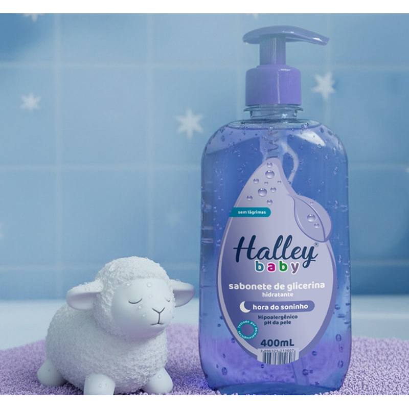 1 Frasco Sabonete Infantil de Glicerina Hora do Soninho Hidratante Vegano Hipoalergenico Ph da Pele Halley Baby 400 ml