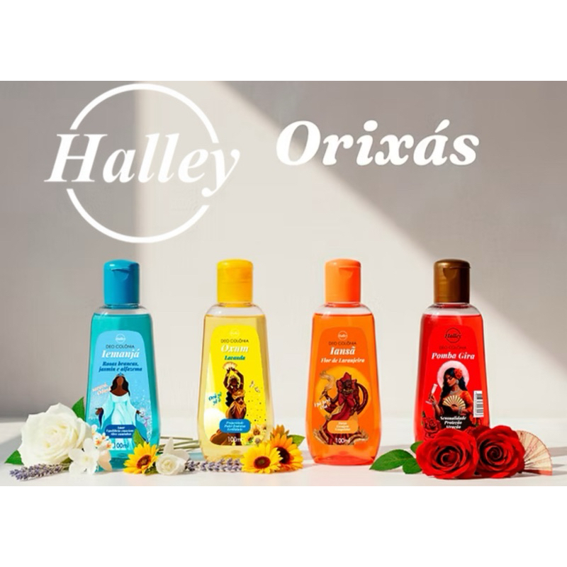 4 Frascos Deo Colonia ORIXAS - POMBA GIRA - IANSA - IEMANJA - OXUM - Halley Orixas 100 ml Undade