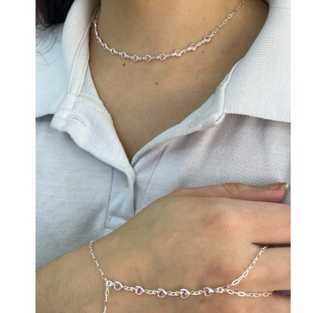 Pulseira ou Chocker coração em prata 925 legítima em Oferta na Shopee