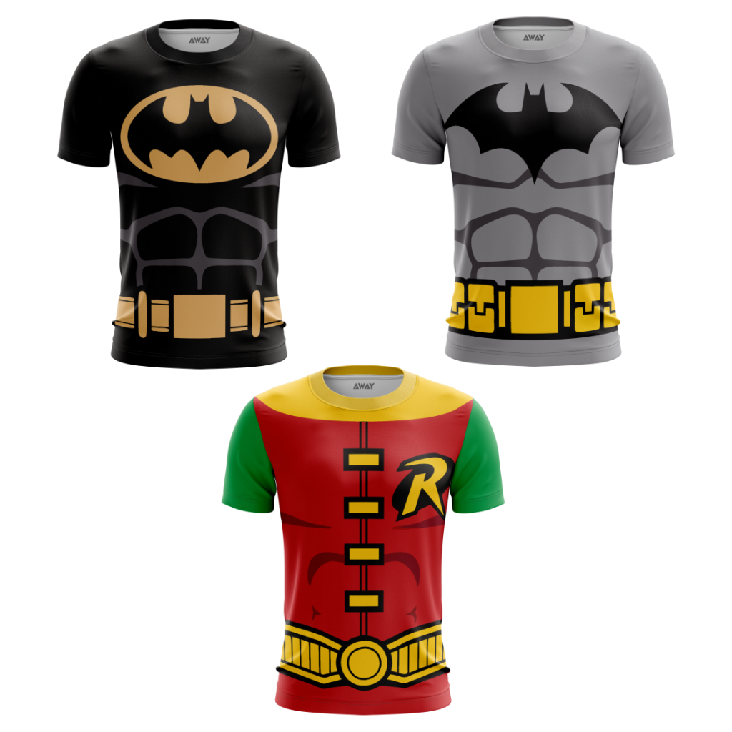 Camisa Camiseta Traje 3D Batman e Robin lego Dry fit - Com Proteção Uv50+ /Fantasia / casual / Academia (Unissex) em Oferta na Shopee